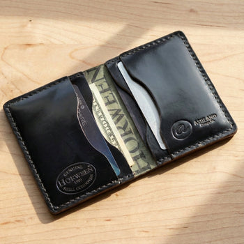 black shell cordovan leather wallet