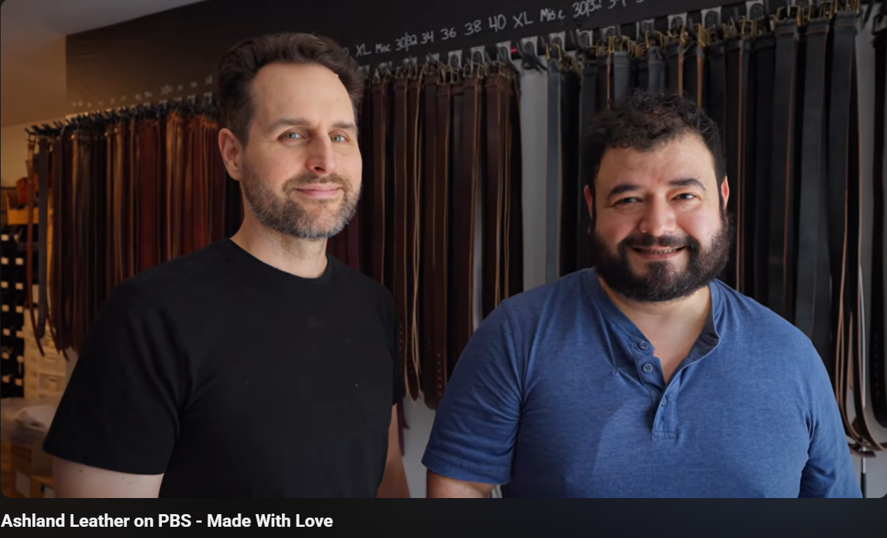 Load video: Ashland Leather Featured on PBS Series, "Made with Love"