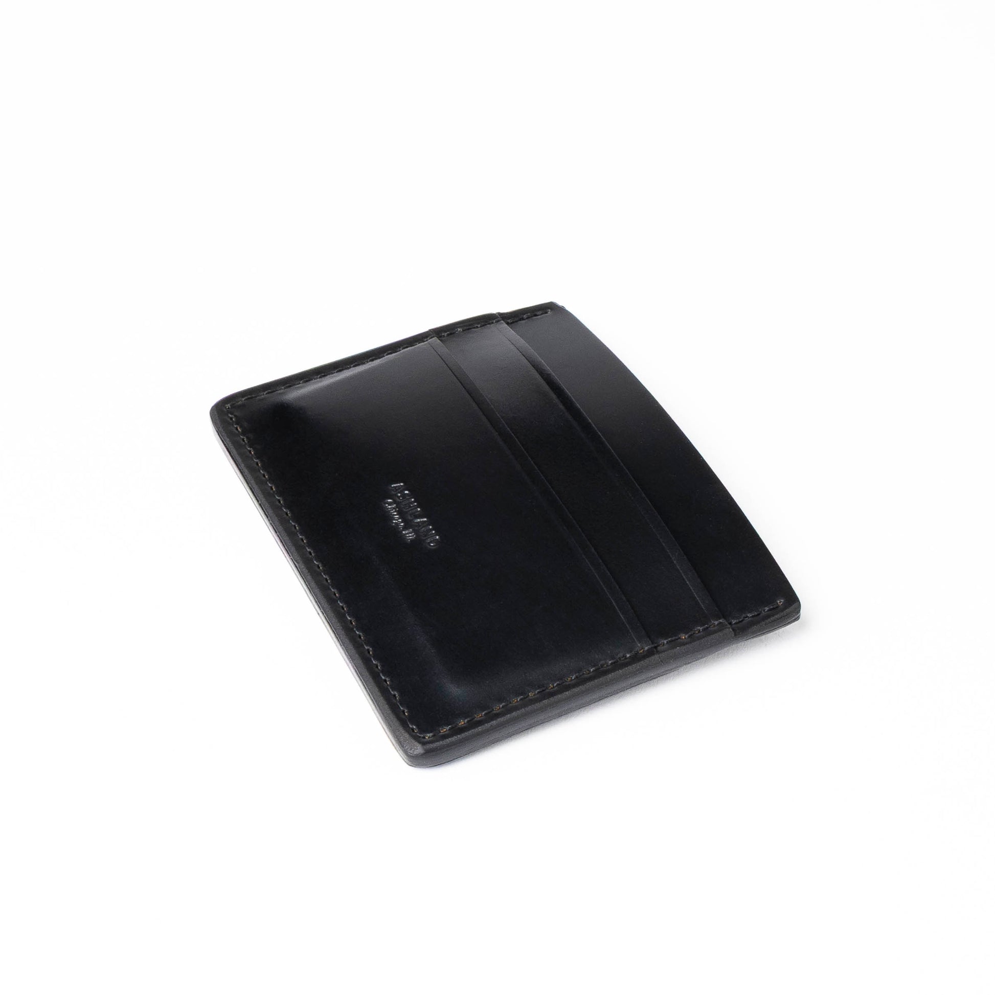 Black leather wallet on a white background