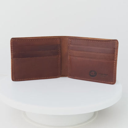 Rotating video of Johnny the Fox Horween leather bifold wallet