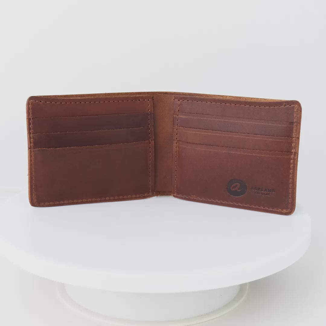 Rotating video of Johnny the Fox Horween leather bifold wallet