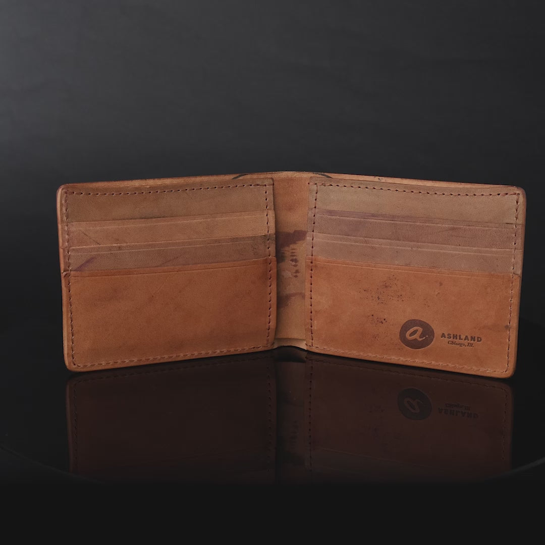 Spin video of Johnny the Fox men's leather bifold wallet