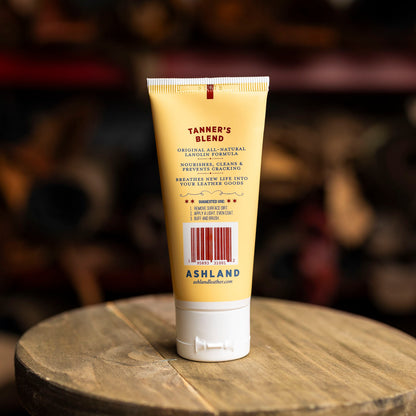Back of Tanner's Blend tube, showing lanolin ingredients and suggested use.