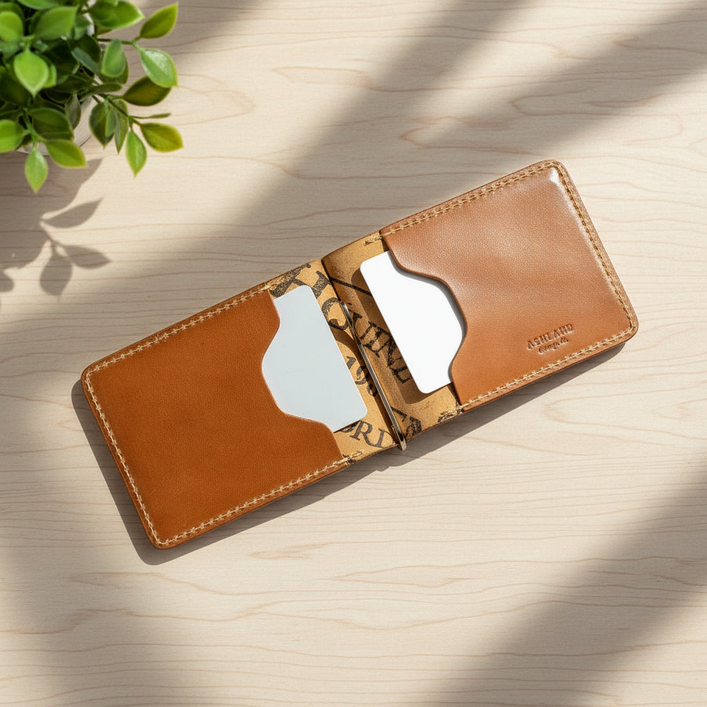 minimalist leather money clip